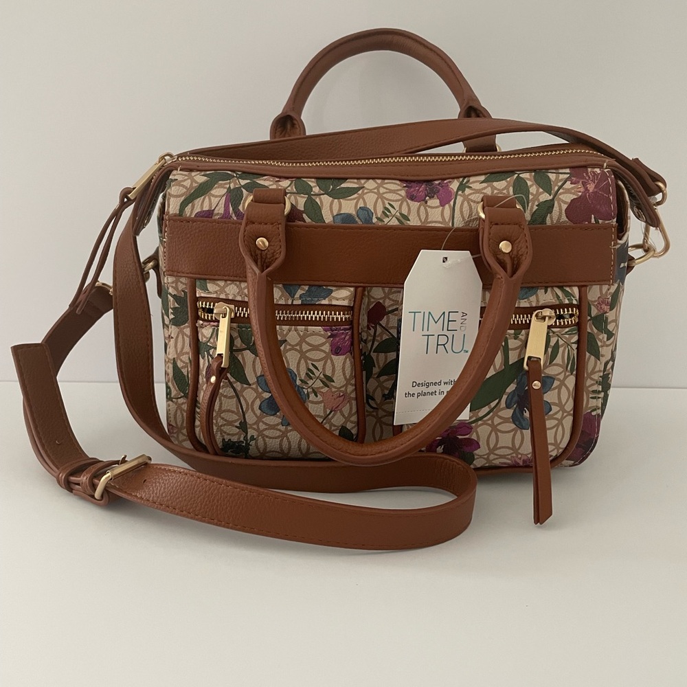 Time and Tru Floral Brown Women's Bag